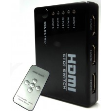 ADAPTADOR HUB SWITCH HDMI 5 PORTAS SPLITTER FULL HD COM CONTROLE REMOTO